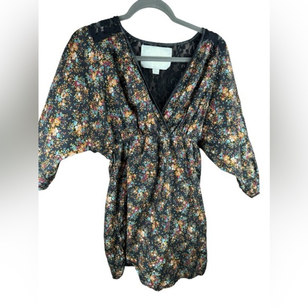 Anthropologie Black Floral Mini Dress